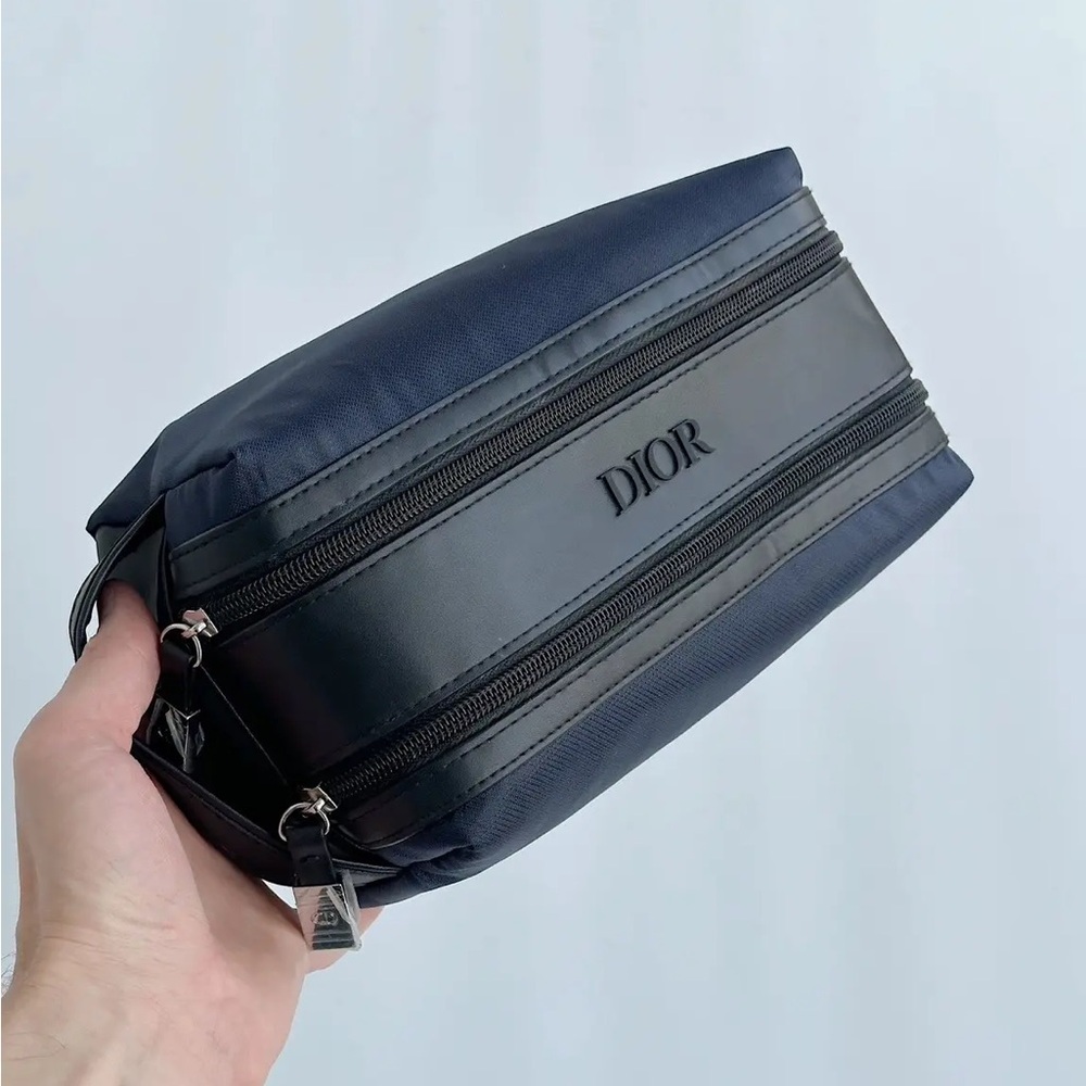 Dior Men`s Double Compartment Toiletry Bag Navy Free Gift of luxury samples - Picture 3 of 7
